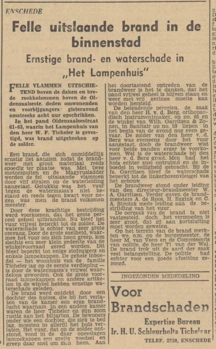 Oldenzaalsestraat 61-63 Lampenhuis Ticheler brand krantenbericht Tubantia 25-9-1948.jpg