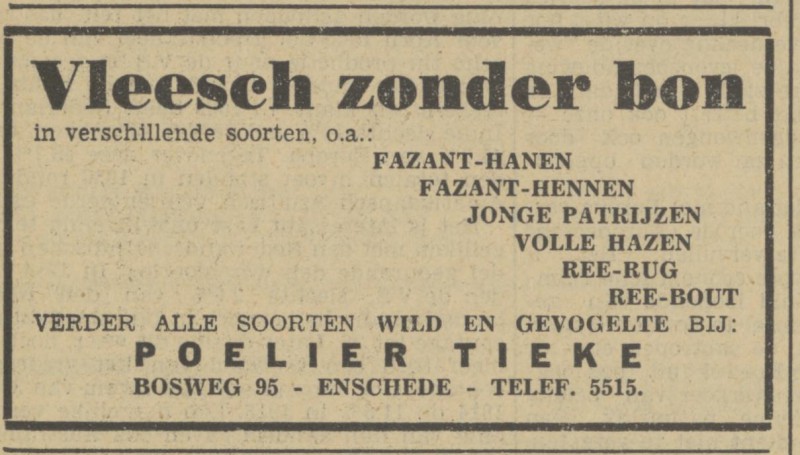 Bosweg 95 G. Tieke poelier advertentie Tubantia 21-2-1941.jpg