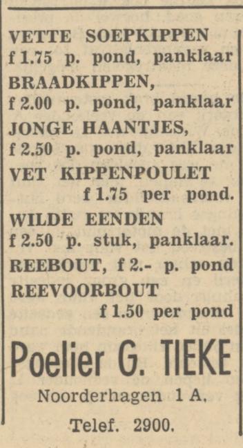 Noorderhagen 1a Poelier G. Tieke advertentie Tubantia 11-8-1950.jpg