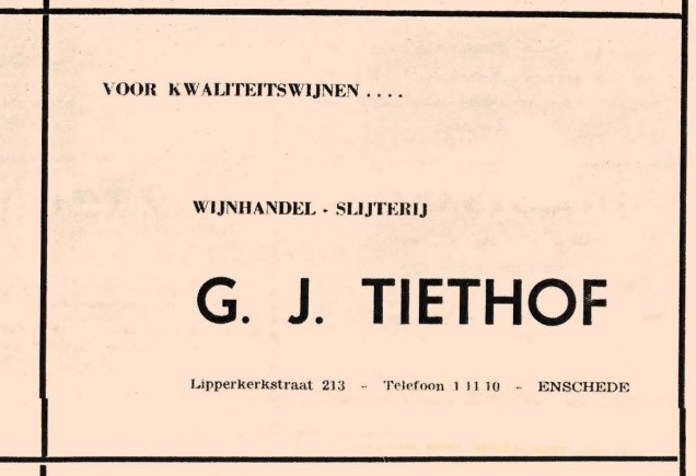 Lipperkerstraat 213 slijterij Tiethof advertentie Twentse Taalbank 1966.jpg
