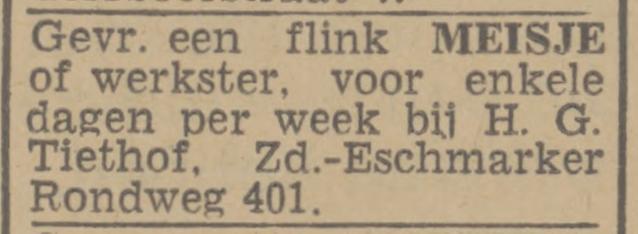 Zuid Esmarkerrondweg 401 H.G. Tiethof advertentie Twentsch nieuwsblad 9-11-1944.jpg