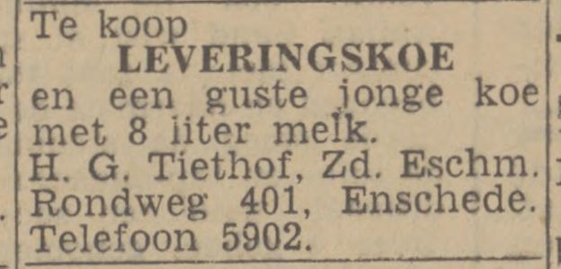 Zuid Esmarkerrondweg 401 H.G. Tiethof advertentie Twentsch nieuwsblad 24-11-1942.jpg