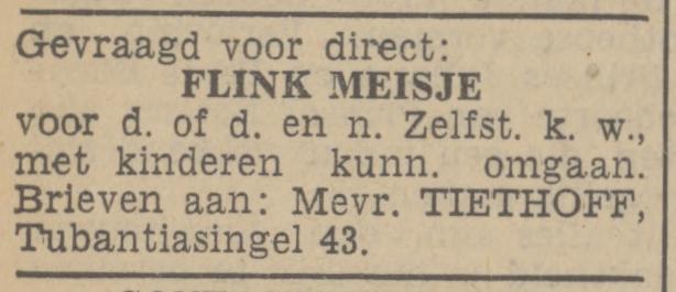 Tubantiasingel 43 Mevr. Tiethoff advertentie Tubantia 31-8-1938.jpg