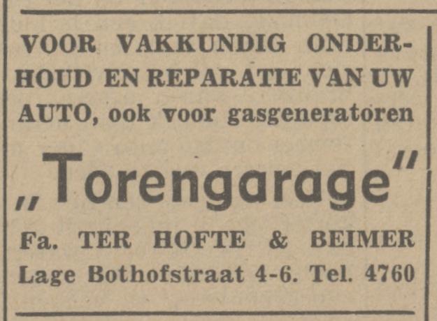 Lage Bothofstraat 4-6 Torengarage Fa. ter Hofte & Beimer advertentie Tubantia 8-5-1941.jpg