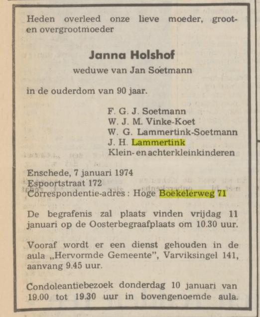 Hoge Boekelerweg 71 J.H. Lammertink advertentie Tubantia 9-1-1974.jpg