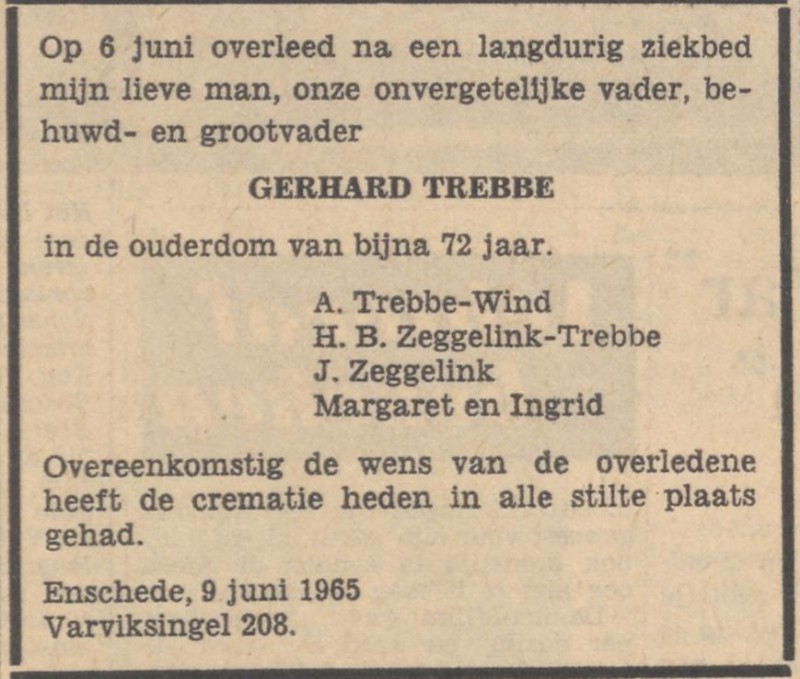 Varviksingel 208 Gerard Trebbe overlijdensadvertentie Tubantia 9-6-1965.jpg