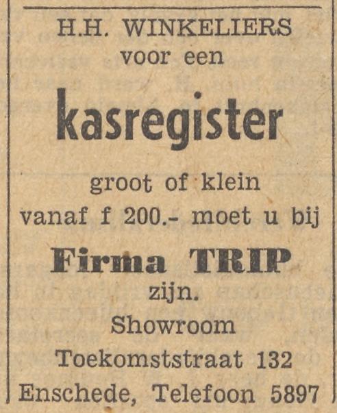 Toekomststraat 132 Firma Trip advertentie Tubantia 22-1-1958.jpg