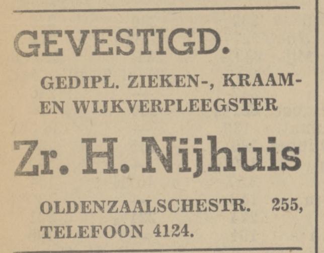 Oldenzaalsestraat 255 Zr. H. Nijhuis. tel. 4124. advertentie Tubantia 15-9-1937.jpg