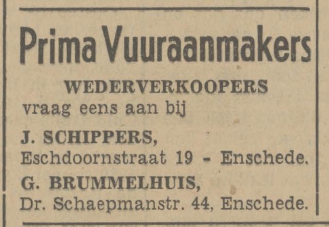 Esdoornstraat 19 J. Schippers advertentie Tubantia 29-11-1941.jpg