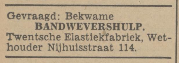 Wethouder Nijhuisstraat 114 Twentsche Elastiekfabriek advertentie Tubantia 8-11-1941.jpg