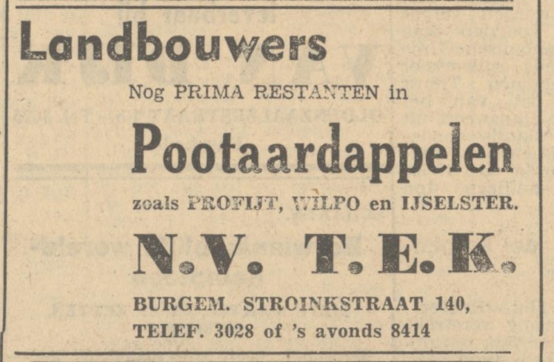 Burgemeester Stroinkstraat 140 N.V.  T.E.K.  advertentie Tubantia 12-5-1951.jpg