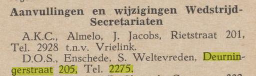Deurningerstraat 205  S. Weltevreden . tel. 2275. Nederlands korfbalblad 28-9-1950.jpg