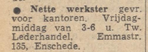 Emmastraat 135 Twentse Lederhandel advertentie Tubantia 10-12-1962.jpg