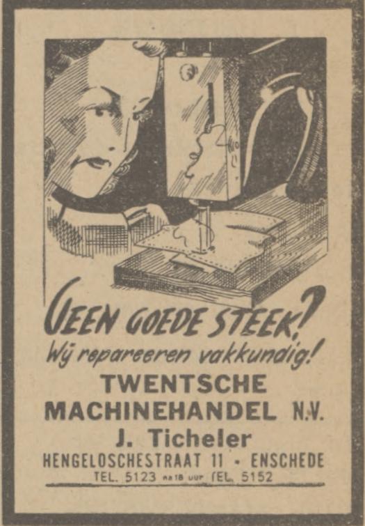 Hengelosestraat 11 Twentsche Machinehandel N.V. J. Ticheler advertentie Tubantia 24-4-1942.jpg