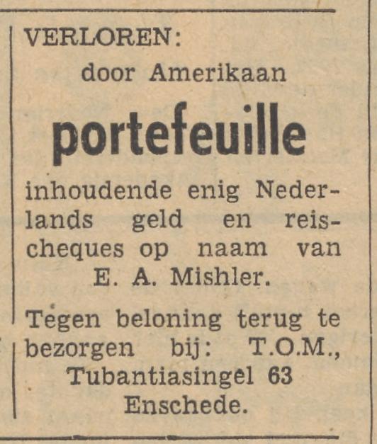 Tubantiasingel 63 T.O.M. advertentie Tubantia 5-3-1959.jpg