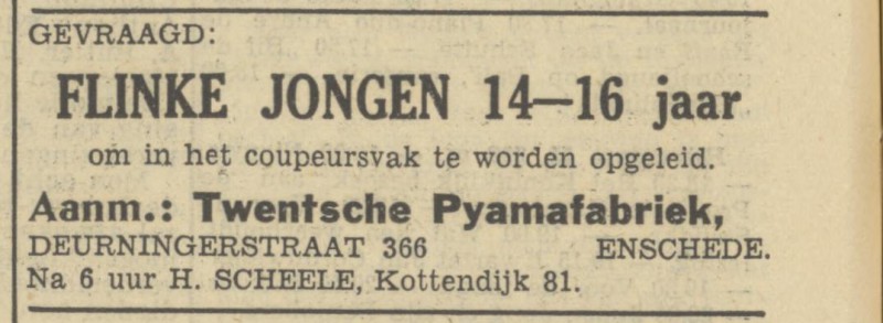 Deurningerstraat 366 Twentsche Pyamafabriek advertentie Tubantia 21-6-1950.jpg
