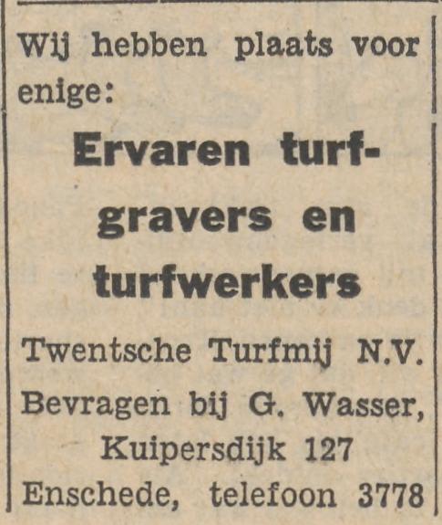 Kuipersdijk 127 N.V. Twentsche Turfmij. G. Wasser advertentie Tubantia 16-4-1958.jpg