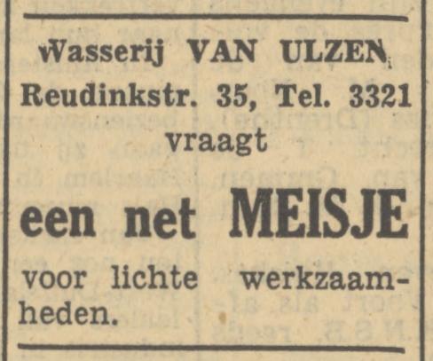 Reudinkstraat 35 Wasserij Van Ulzen advertentie Tubantia 29-12-1949.jpg
