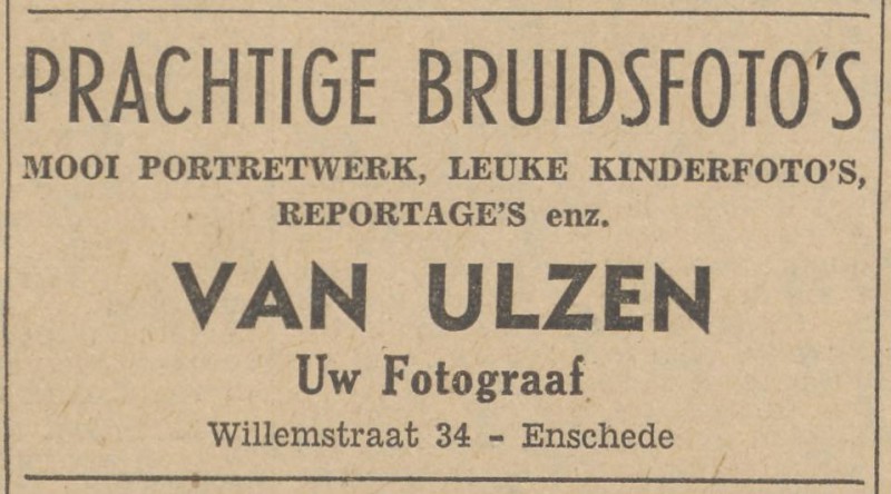 Willemstraat 34 Fotograaf van Ulzen advertentie Tubantia 1-4-1954.jpg