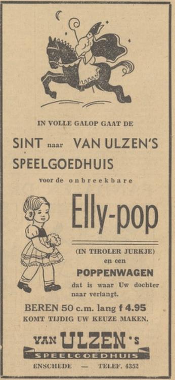 Oldenzaalsestraat hoek Noorderhagen Van Ulzen speelgoedhuis Sinterklaasadvertentie Tubantia 1-12-1948.jpg
