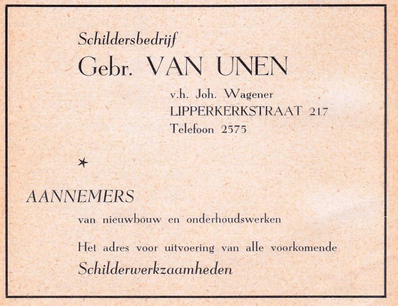 Lipperkerkstraat 217 Schildersbedrijf Gebr. van Unen v.h. Joh. Wagener.jpg