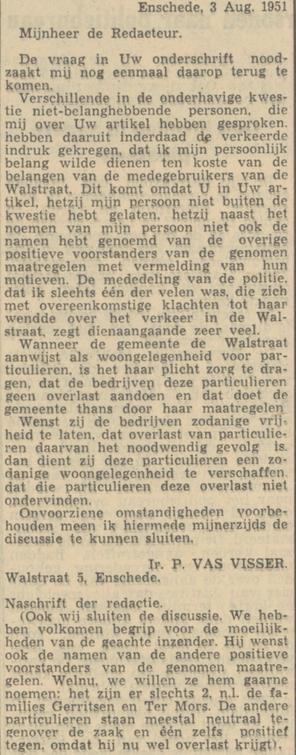 Wlastraat Ir. P. Vas Visser krantenbericht Tubantia 4-8-1951.jpg