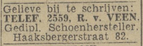 Haaksbergerstraat 82 R. van Veen schoenhersteller advertentie Twentsch nieuwsblad 9-7-1943.jpg