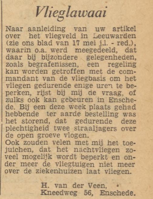 Kneedweg 56 H. van der Veen krantenbericht Tubantia 19-5-1961.jpg