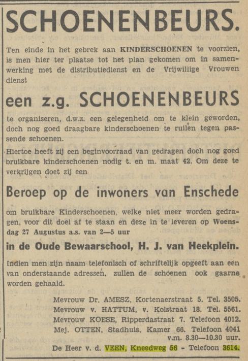 Kneedweg 56 v.d. Veen advertentie Tubantia 23-8-1941.jpg