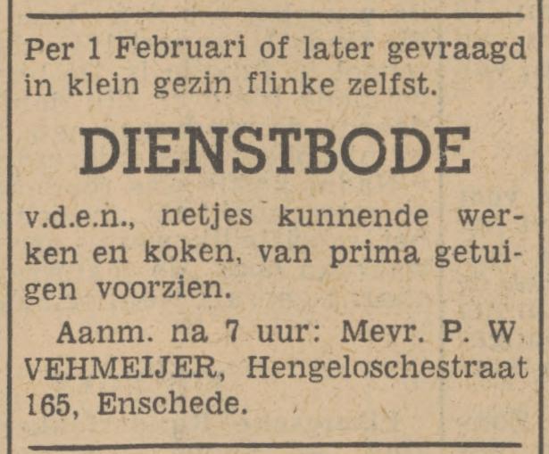Hengelosestraat 165 P.W. Vehmeijer advertentie Tubantia 26-1-1942.jpg