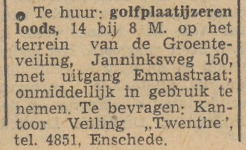 Janninksweg 150 Kantoor Veiling Twenthe advertentie Tubantia 24-1-1953.jpg