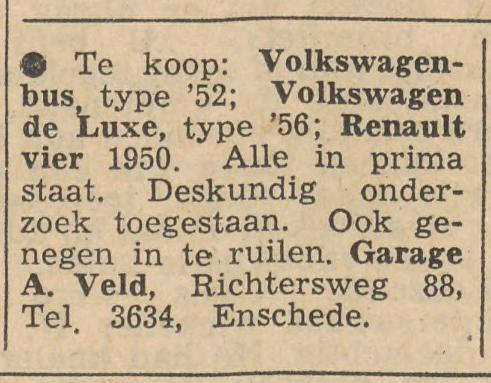 Richtersweg 88 Garage A. Veld advertentie Tubantia 16-1-1957.jpg