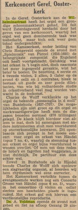 Wilhelminastraat Gereformeerde Oosterkerk Ds. A. Veldman krantenbericht Tubantia 14-6-1954.jpg