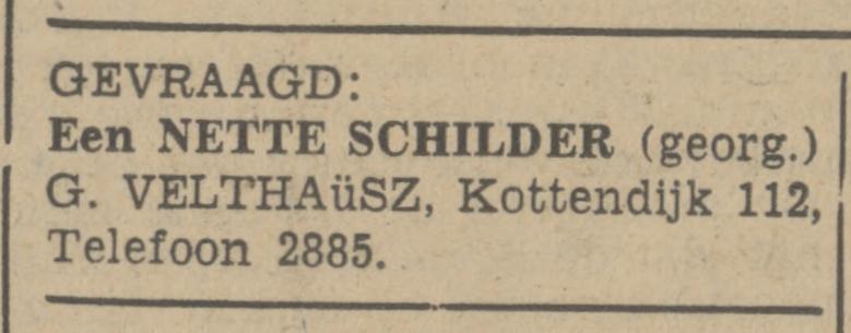 Kottendijk 112 G. Velthausz schilder advertentie Tubantia 21-4-1941.jpg