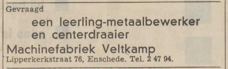 Lipperkerkstraat 74 Machinefabriek Veltkamp advertentie Tubantia 5-4-1969.jpg