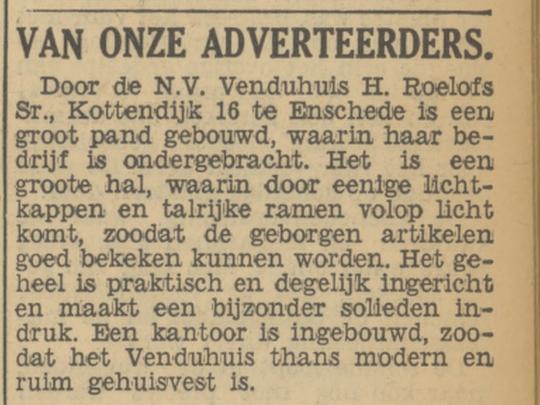 Kottendijk 16 H. Roelofs Sr. N.V. Venduhuis krantenbericht Tubantia 24-8-1935.jpg