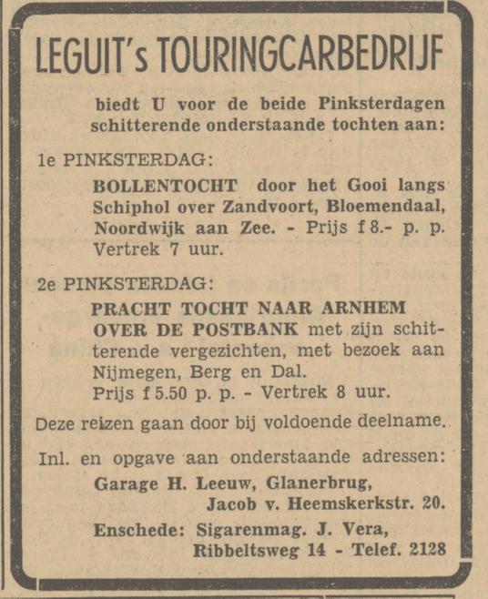 Ribbeltsweg 14 sigarenmagazijn J. Vera advertentie Tubantia 8-5-1951.jpg