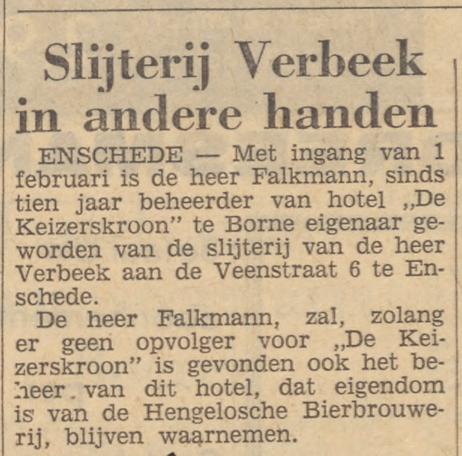 Veenstraat 6 slijterij Verbeek krantenbericht Tubantia 4-2-1965.jpg