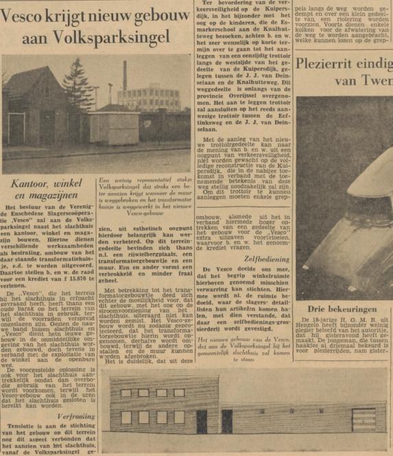 Volksparksingel 3-7 gebouw Verenigde Enschededese Slagers VES krantenbericht Tubantia 1-2-1961.jpg