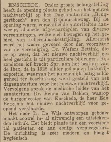 Bruggerbosch Dagsanatorium Vereniging Tuberculosebestrijding krantenbericht 9-7-1930.jpg