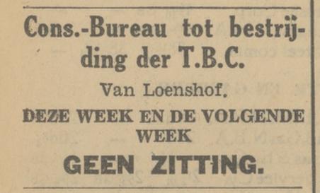 Van Loenshof Consultatie-Bureau tot Bestrijding der T.B.C. advertentie Tubantia 16-8-1933.jpg