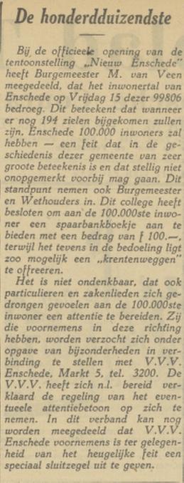 Markt 5 V.V.V. Enschede krantenbericht Tubantia 21-11-1946.jpg