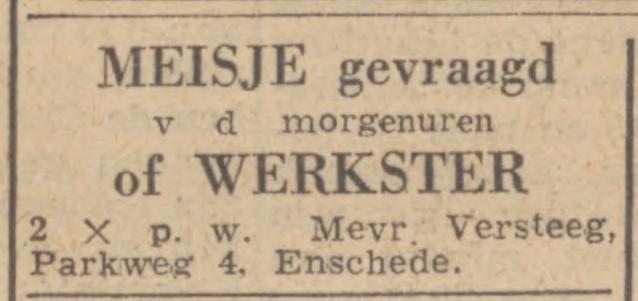 Parkweg 4 Mevr. Versteeg advertentie Trouw 20-12-1946.jpg