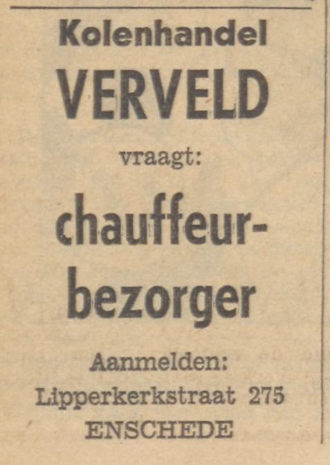 Lipperkerkstraat 275 Kolenhandel Verveld advertentie Tubantia 19-6-1965.jpg