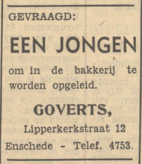 Lipperkerkstraat 12 bakkerij Goverts advertentie Tubantia 7-6-1951.jpg