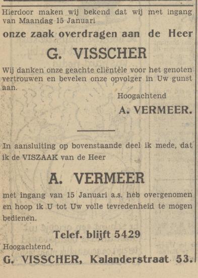 Kalanderstraat 53 viszaak A. Vermeer advertentie Tubantia 13-1-1951.jpg
