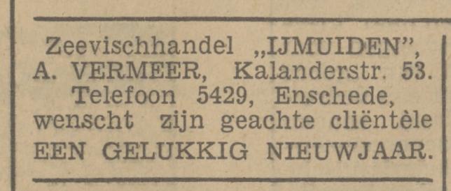 Kalanderstraat 53 Zeevishandel IJmuiden A. Vermeer advertentie Tubantia 30-12-1939.jpg