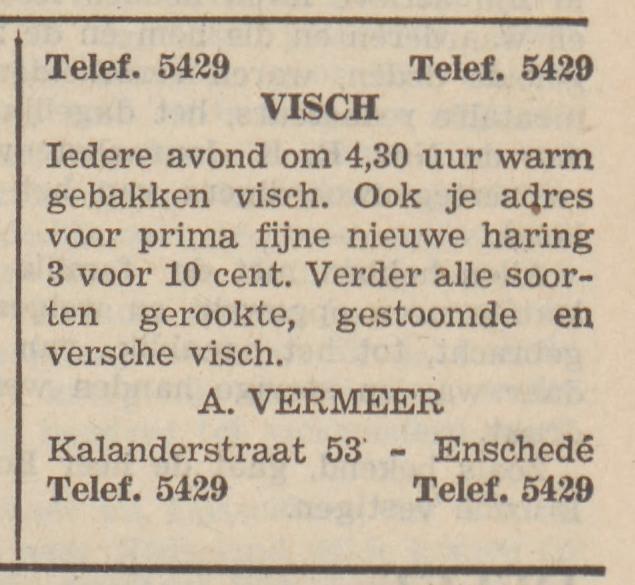 Kalanderstraat 53 vishandel A. Vermeer advertentie De Volkskrant 7-3-1938.jpg