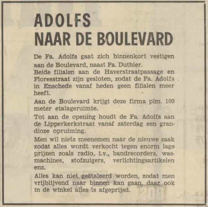Boulevard 1945-136 en 140 Adolfs advertentie Tubantia 18-9-1969.jpg