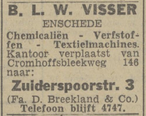 Cromhoffsbleekweg 146 B.L.W. Visser advertentie Twentsch nieuwsblad 1-10-1943.jpg